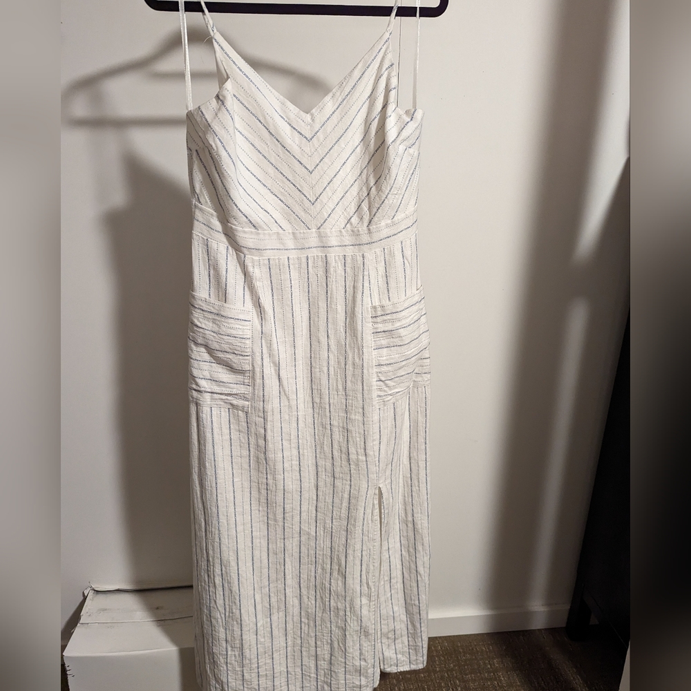 Monteau linen blend side slit dress; size XL